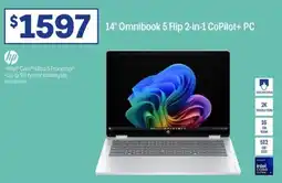 Officeworks Hp 14 omnibook 5 flip 2 in 1 copilo pc offer