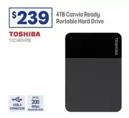 Officeworks Toshiba 4tb canvio ready portable hard drive offer