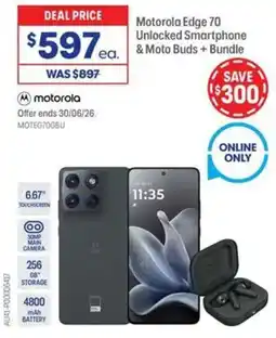 Officeworks Motorola Edge 70 Unlocked Smartphone & Moto Buds Bundle offer