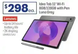 Officeworks Lenovo Idea Tab 11 WiFi 8GB/128GB with Pen Luna Grey offer