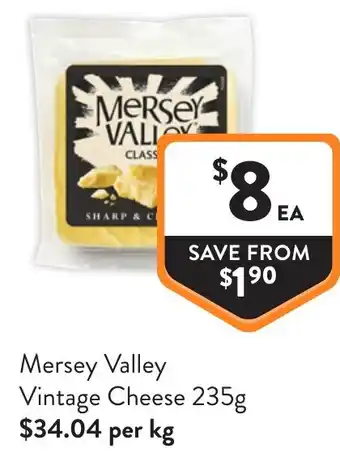 Foodworks Mersey Valley Vintage Cheese offer