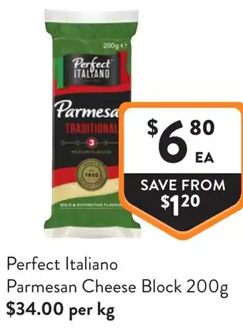 Foodworks Perfect Italiano Parmesan Cheese Block offer