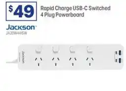 Officeworks Jackson Rapid Charge USB-C Switched 4 Plug Powerboard offer