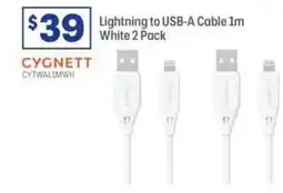 Officeworks Lightning to USB-A Cable 1m White offer