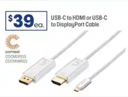 Officeworks Comsol USB C to HDMI or USB C to DisplayPort Cable offer