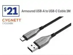 Officeworks Cygnett armoured usb a to usb c cable 1m offer