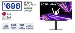 Officeworks Lg 27 qhd 240hz oled gaming monitor offer