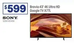 Officeworks Sony bravia 43 4k ultra hd google tv x77l offer