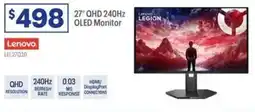 Officeworks Lenovo 27 qhd 240hz oled monitor offer