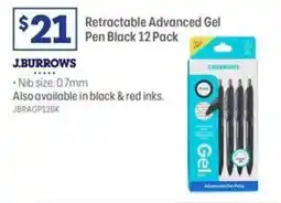 Officeworks J.burrows retractable advanced gel pen black offer