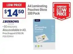 Officeworks A4 Laminating Pouches Gloss offer