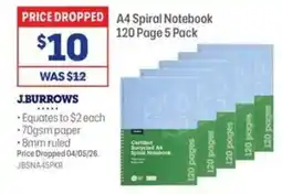 Officeworks J.burrows A4 Spiral Notebook offer