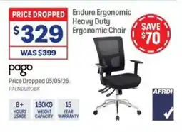 Officeworks Enduro Ergonomic Heavy Duty Ergonomic Chair offer