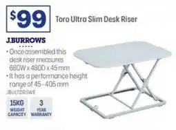 Officeworks J.burrows Toro Ultra Slim Desk Riser offer