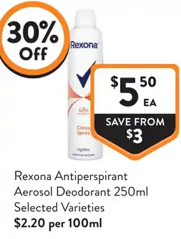 Foodworks Rexona Antiperspirant Aerosol Deodorant offer