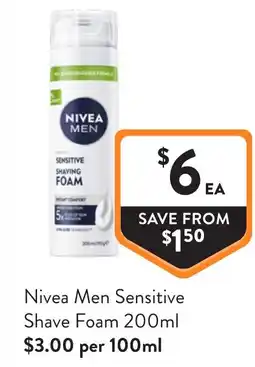 Foodworks Nivea Men Sensitive Shave Foam offer