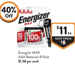 Foodworks Energizer max aaa batteries offer