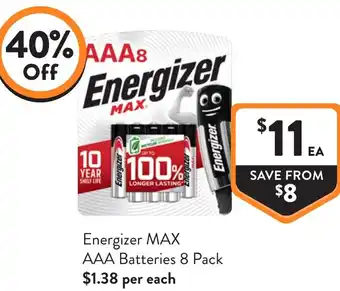 Foodworks Energizer max aaa batteries offer