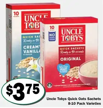 Uncle Tobys Quick Oats Sachets