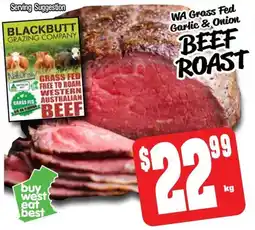 Farmer Jack's Wa grass fed garlic & onion beef roast offer