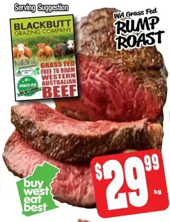 Farmer Jack's Wa grass fed rump roast offer
