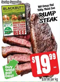 Farmer Jack's Wa grass fed thick cut rump steak offer