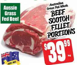 Farmer Jack's Australian grass fed whole beef scotch fillet portions offer
