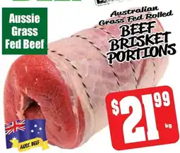 Farmer Jack's Australian grass fed rolled beef brisket portions offer