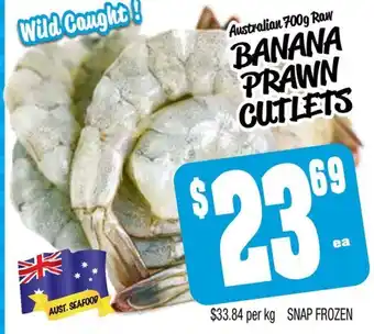 Farmer Jack's Australian raw banana prawn cutlets offer