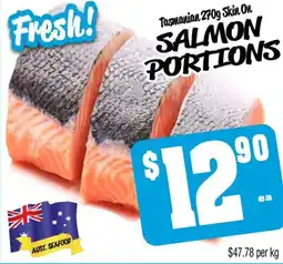 Farmer Jack's Tasmanian skin on salmon portions offer