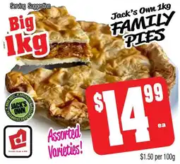 Farmer Jack's Jacks own family pies offer