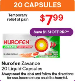 Discount Drug Stores Nurofen Zavance 20 Liquid Capsules offer
