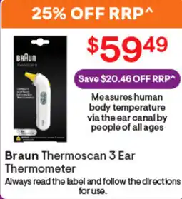 Discount Drug Stores Braun Thermoscan 3 Ear Thermometer offer