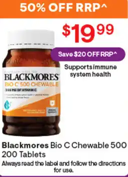 Discount Drug Stores Blackmores Bio C Chewable 500 200 Tablets offer