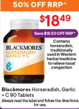 Discount Drug Stores Blackmores Horseradish, Garlic + C 90 Tablets offer
