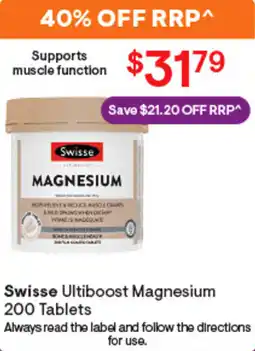 Discount Drug Stores Swisse Ultiboost Magnesium 200 Tablets offer