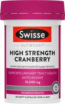 Discount Drug Stores Swisse Ultiboost High Strength Cranberry 30 Capsules offer
