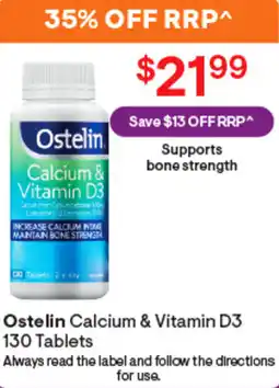 Discount Drug Stores Ostelin Calcium & Vitamin D3 130 Tablets offer