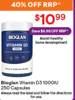 Discount Drug Stores Bioglan Vitamin D3 1000IU 250 Capsules offer