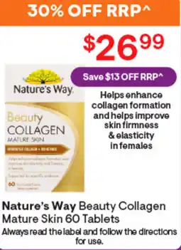 Discount Drug Stores Nature’s Way Beauty Collagen Mature Skin 60 Tablets offer