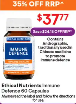 Discount Drug Stores Ethical Nutrients Immune Defence 60 Capsules offer
