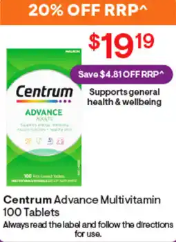 Discount Drug Stores Centrum Advance Multivitamin 100 Tablets offer