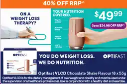 Discount Drug Stores Optifast VLCD Chocolate Shake Flavour offer