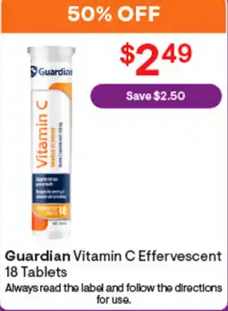Discount Drug Stores Guardian Vitamin C Effervescent 18 Tablets offer