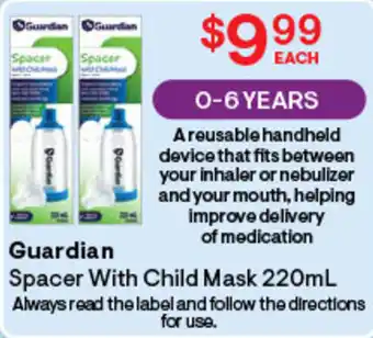 Discount Drug Stores Guardian Spacer With Child Mask offer