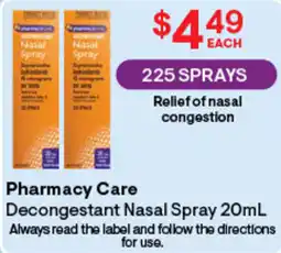 Discount Drug Stores Pharmacy Care Decongestant Nasal Spray offer