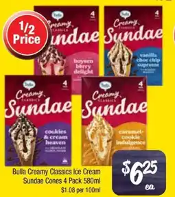 Farmer Jack's Bulla Creamy Classics Ice Cream Sundae Cones offer