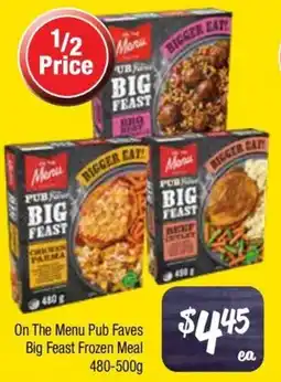 Farmer Jack's On The Menu Pub Faves Big Feast Frozen Meal offer