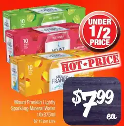 Farmer Jack's Mount Franklin Lightly Sparkling Mineral Water offer
