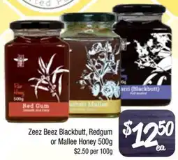Farmer Jack's Zeez Beez Blackbutt Redgum or Mallee Honey offer